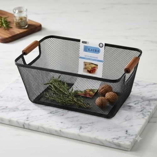 BAY HOME BAMBU METAL SAPLI HASIR SEPET*40