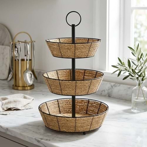 ASHOME 3 KATLI RATTAN MEYVELİK*12