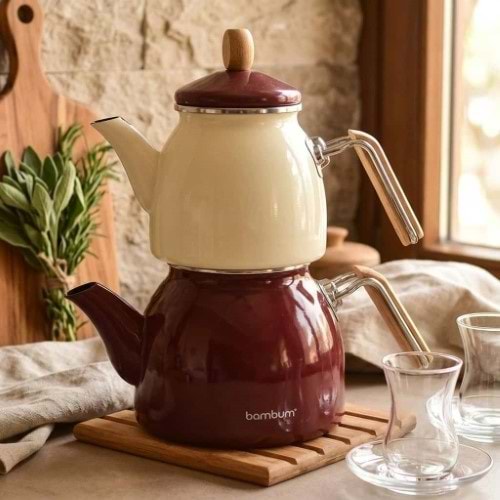 BAMBUM AHŞAP KLP ÇAYDANLIK TK BORDO *6