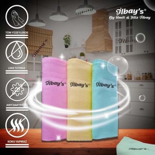 İLBAYS KLASİK RENKLER SERİSİ 3 LÜ MİKROFİBER TEMİZLİK BEZİ 40*60 ] *50
