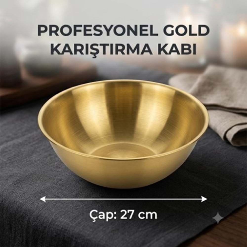 BAY HOME SALATA VE ÇIRPMA KASESİ GOLD 27 CM *150