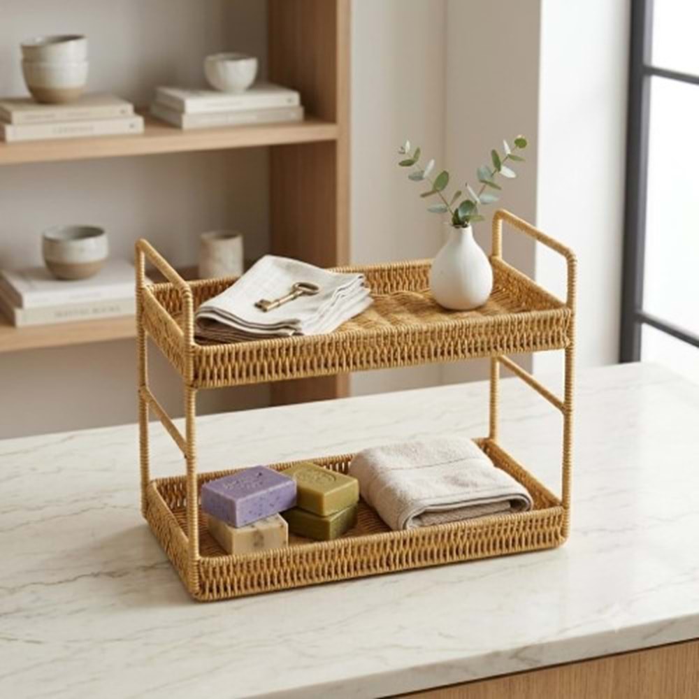 YAKUT HASIR GÖRÜNÜMLÜ 2 KATLI ORGANİZER RAF