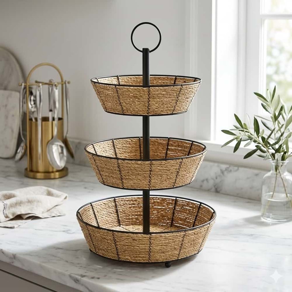 ASHOME 3 KATLI RATTAN MEYVELİK*12