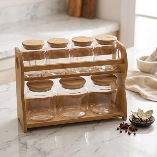 BAMBUM BENCH 8 PARÇA 2 KATLI STANTLI BAHARAT SETİ