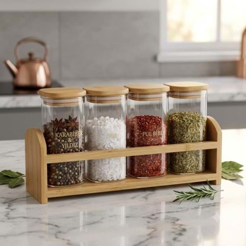 BAMBUM SAPHİRE 5 PARÇA STANTLI BAHARATLIK SETİ