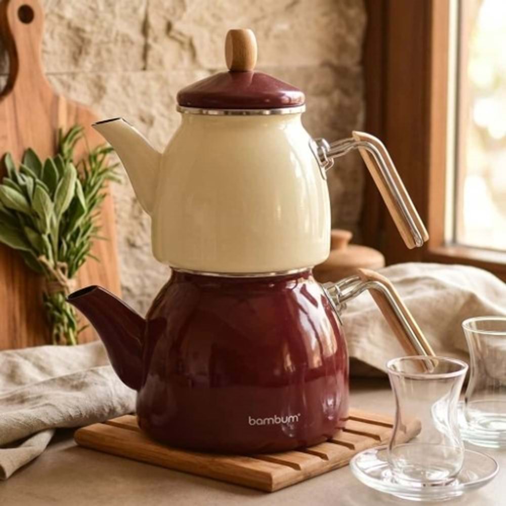 BAMBUM AHŞAP KLP ÇAYDANLIK TK BORDO *6