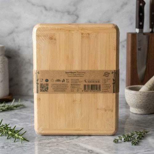 BAMBUM TOSCANA KESME TEAK TAHTASI ORTA