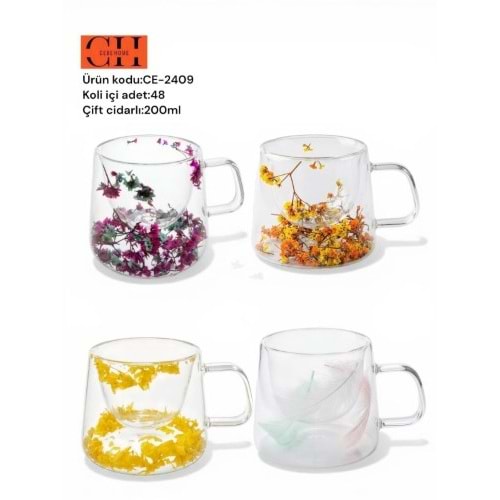CEBEHOME 200ML ÇİFT ÇIDARLI KUPA BARDAK*48