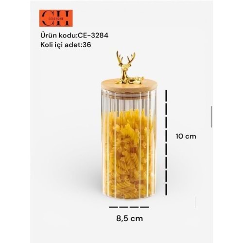 CEBEHOME CAM KAVANOZ 500 ML GEYİKLİ*36