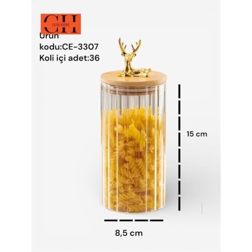 CEBEHOME CAM KAVANOZ 750 ML GEYİKLİ *36