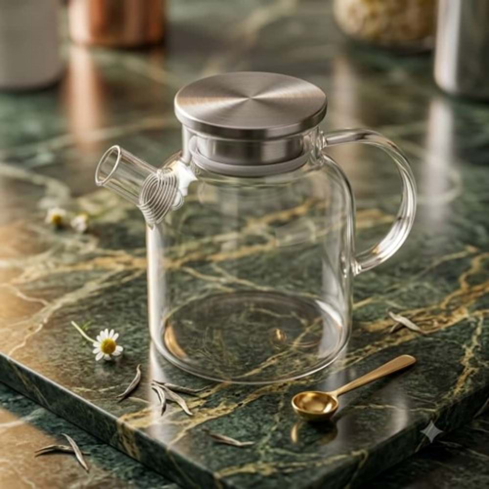 BAY HOME ÇELİK KPK UZUN CAM DEMLİK