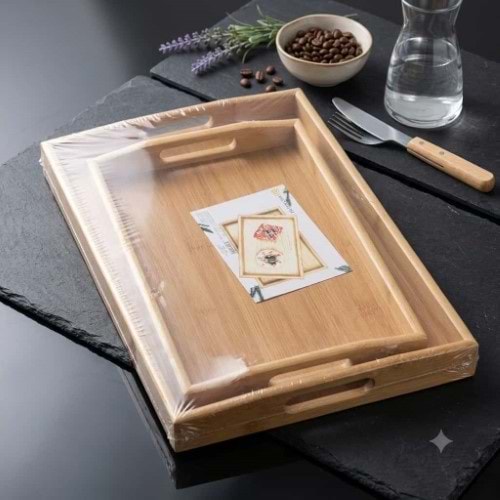 DOGAN 2 Lİ BAMBU TEPSİ
