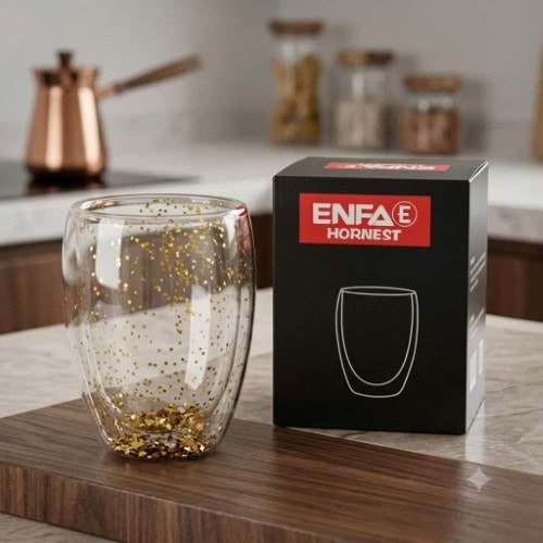 ENFA 400 ML ÇİFT ÇIDARLI SİMLİ BARDAK
