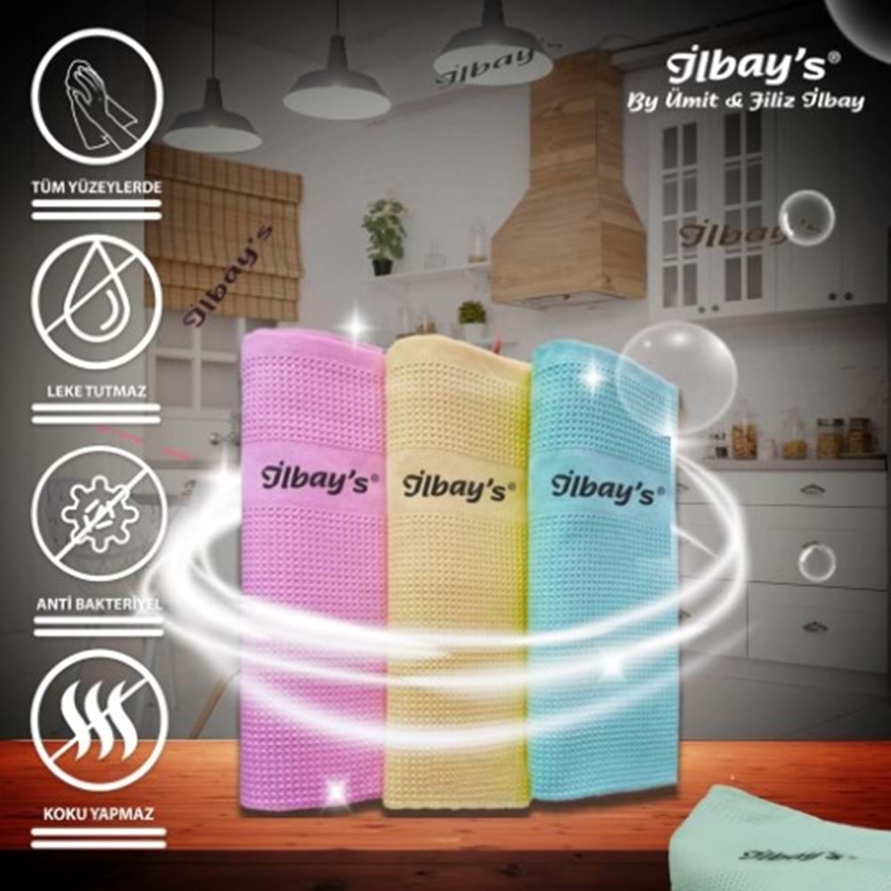 İLBAYS KLASİK RENKLER SERİSİ 3 LÜ MİKROFİBER TEMİZLİK BEZİ 40*60 ] *50