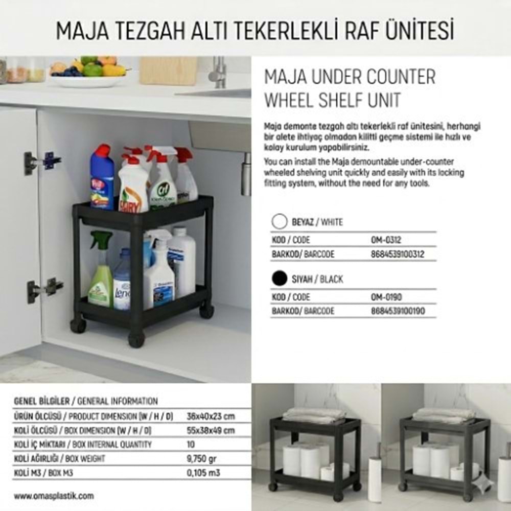 OMAŞ MAJA 2 KATLI RAF ÜNİTESİ SİYAH *6